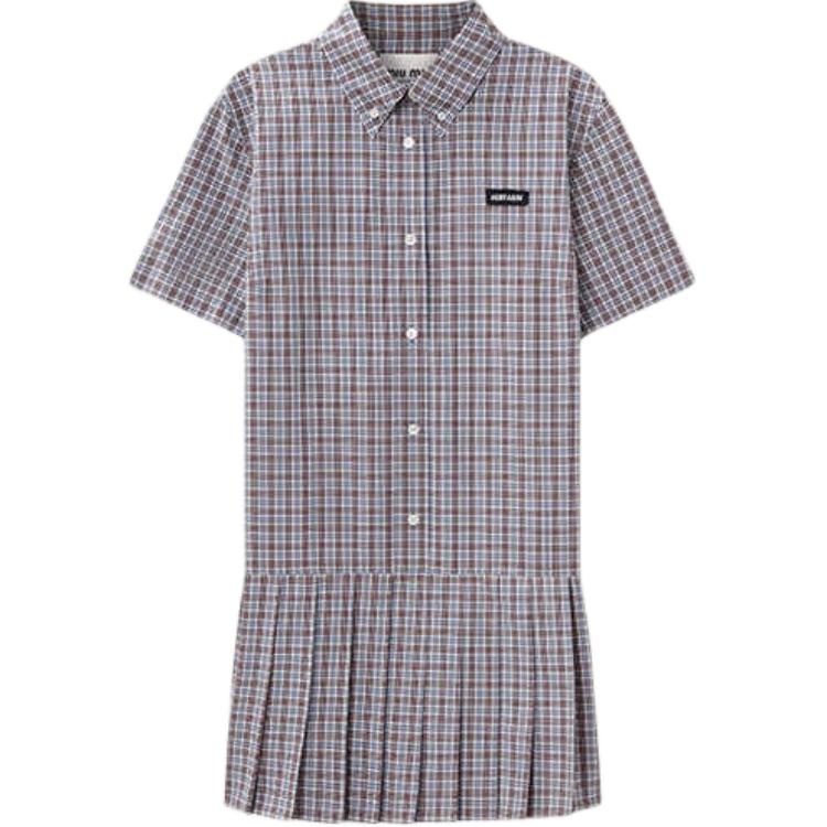 

MIU MIU SS25 Короткое платье с короткими рукавами женское бордовое