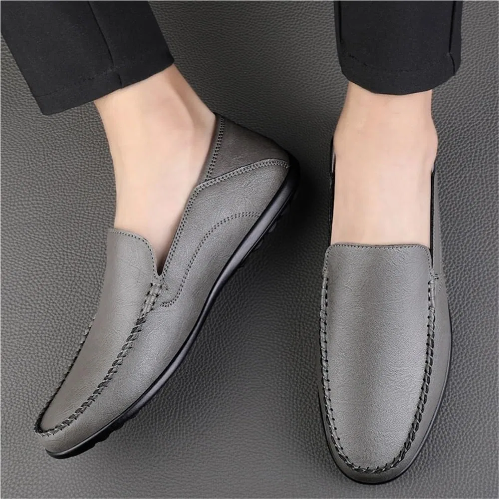 Лоферы кожаные Mens Genuine Leather, серый DHFIRUFSHLO — фото 2