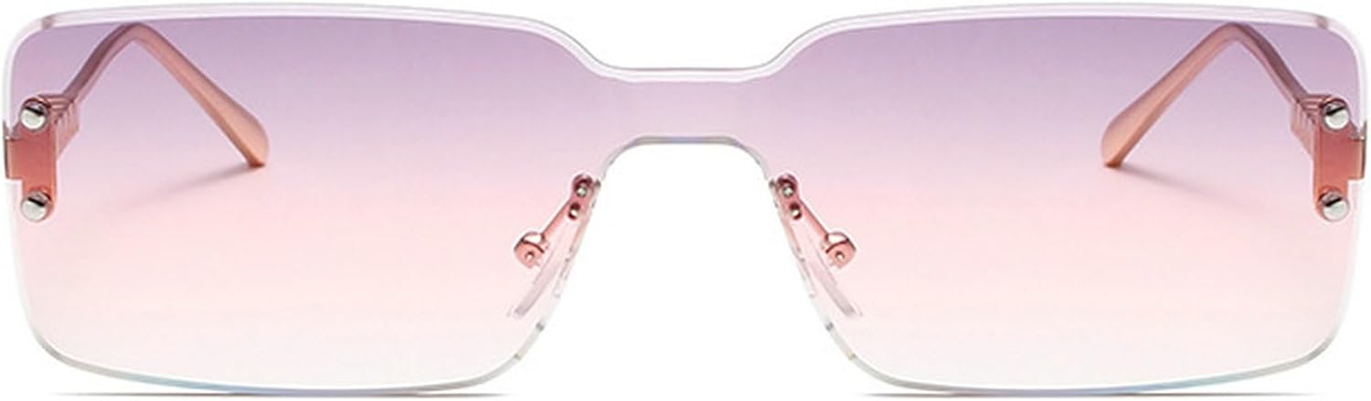 

Ретро-солнцезащитные очки без оправы квадратной формы для женщин и мужчин, 90-е годы, маленькие прямоугольные солнцезащитные очки, винтажные, милые, узкие, модные солнцезащитные очки mincl, Purple