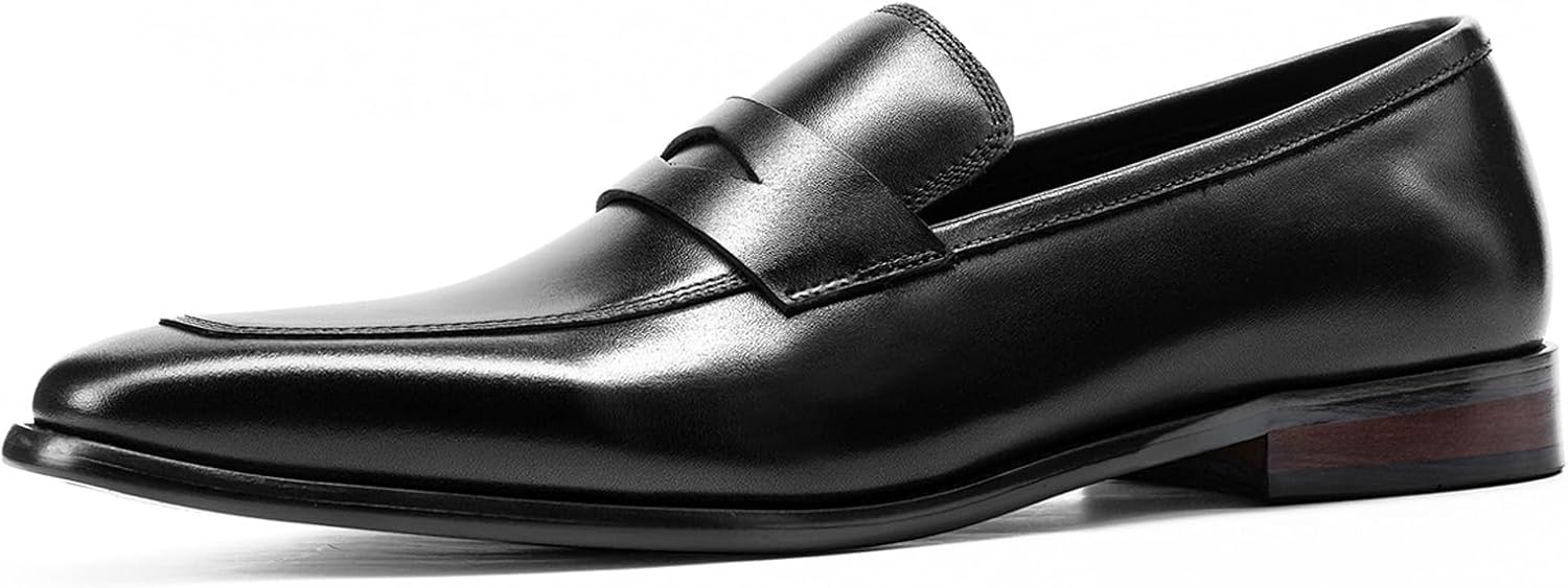 

Мужские кожаные лоферы WinDhana с отделением для монет - Лоферы с квадратным носком без шнуровки, Ручная работа, модель 361-01, черный