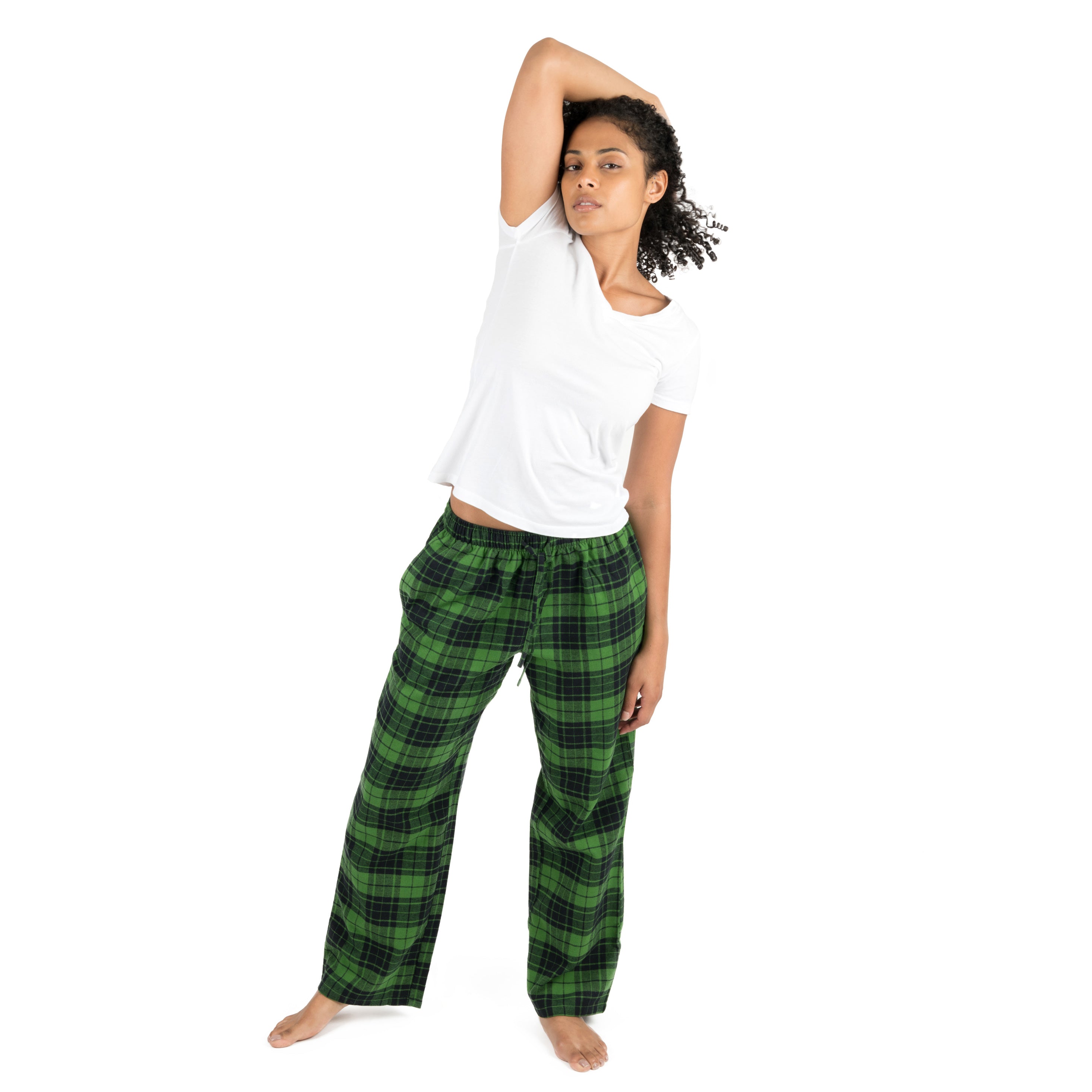 

Рождественские женские фланелевые пижамные штаны в клетку Leveret, цвет plaid black & green