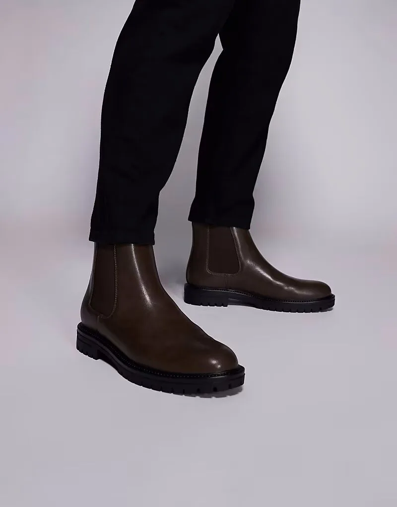 Ботинки челси ASOS DESIGN коричневого цвета с эффектом потертости