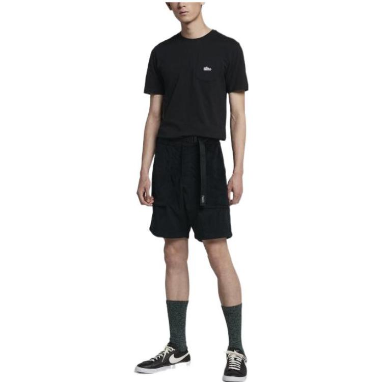 Шорты Men's Nike Solid Color Big Pocket Design Adjustable Belt Sports Straight Shorts Black AA1076-010, черный — фото 2