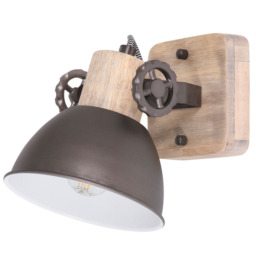 

Прожектор Steinhauer Gearwood 1 лампочка дуб/антрацит 15x19см, серый