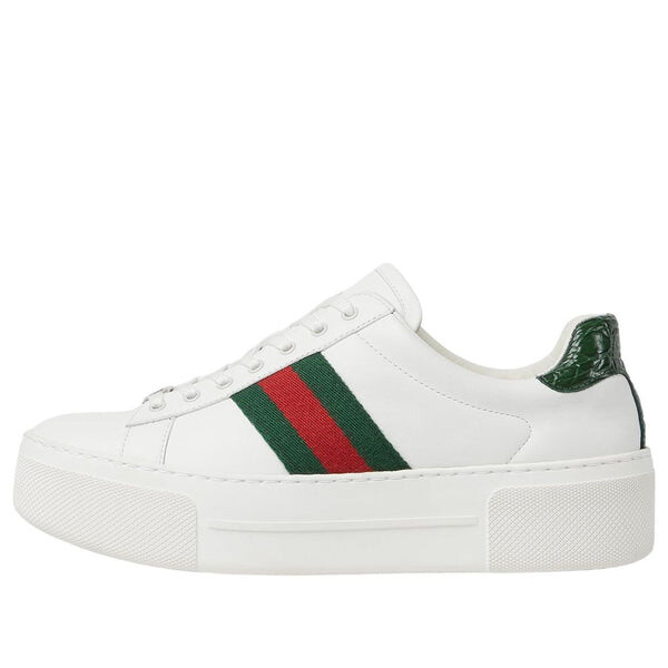 Кроссовки ace leather platform 'white green' Gucci, белый