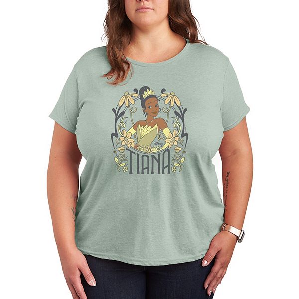 

Футболка Plus size с принтом Princess Tiana в стиле floral nouveau Disney, Heather Sea Foam