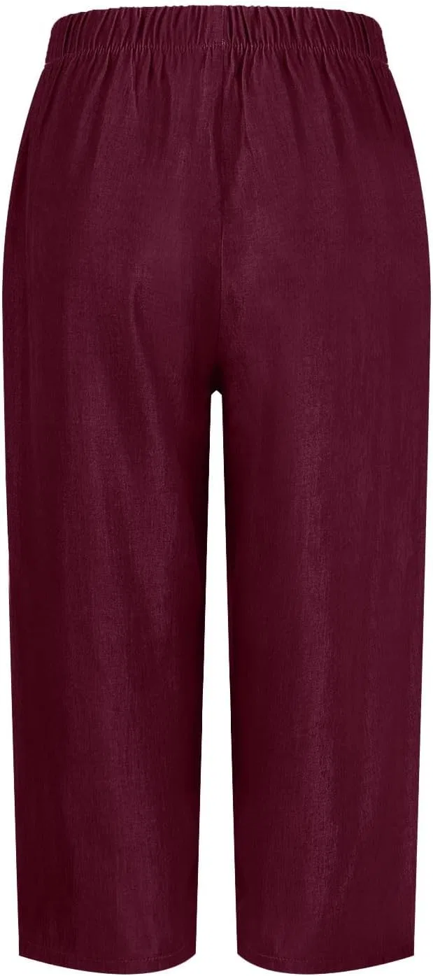 Штаны Casual, Linen Pants, винный — фото 3