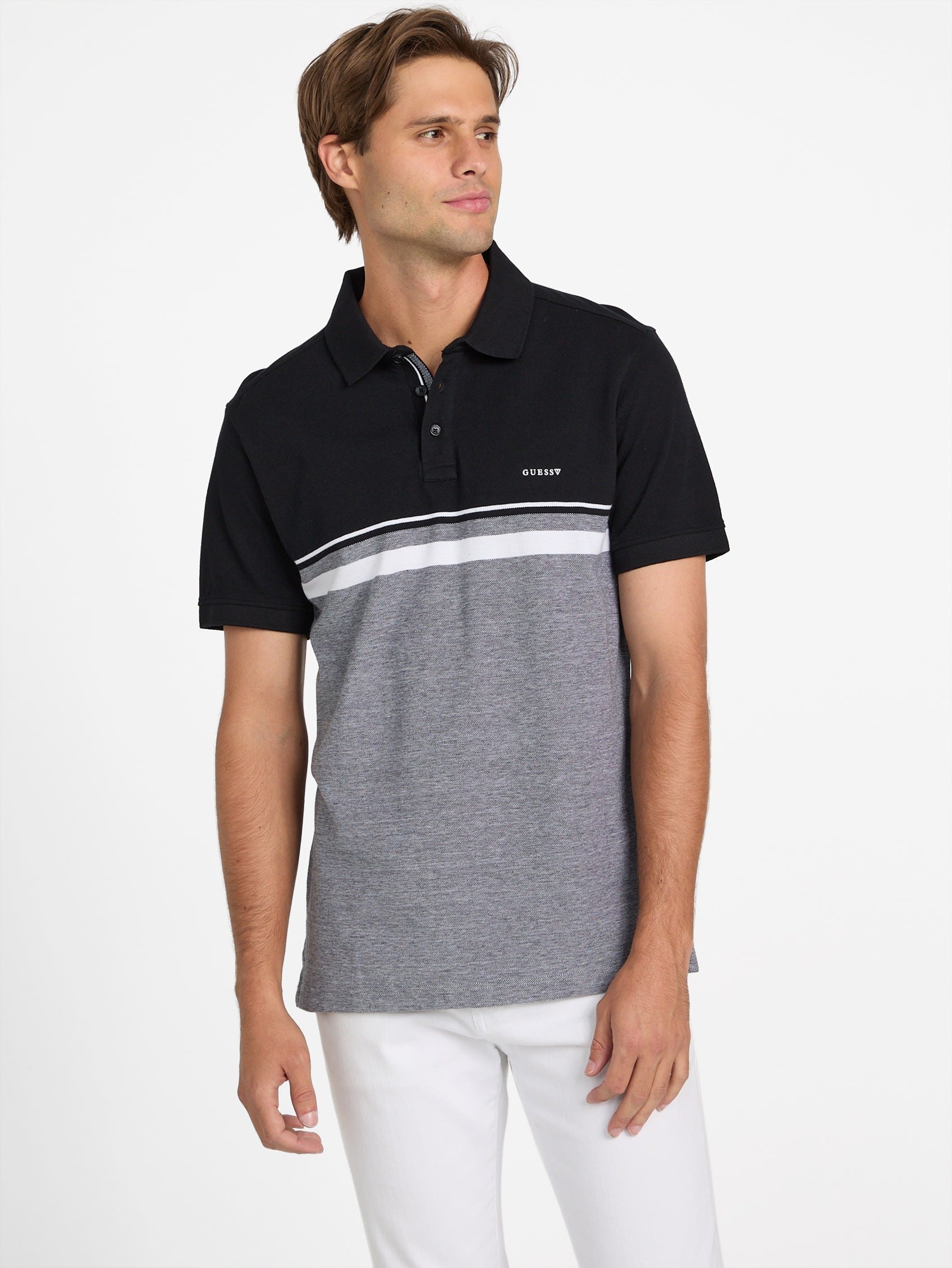 

Поло Teo Color-Block в полоску Guess Factory, черный