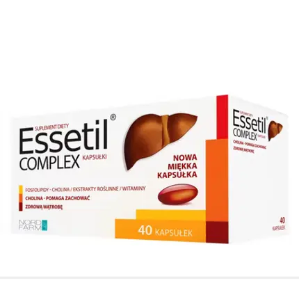 

Комплекс Essentil, 40 капсул, регенерация печени, здоровье пищеварительной системы, соевые фосфолипиды, Nord Farm
