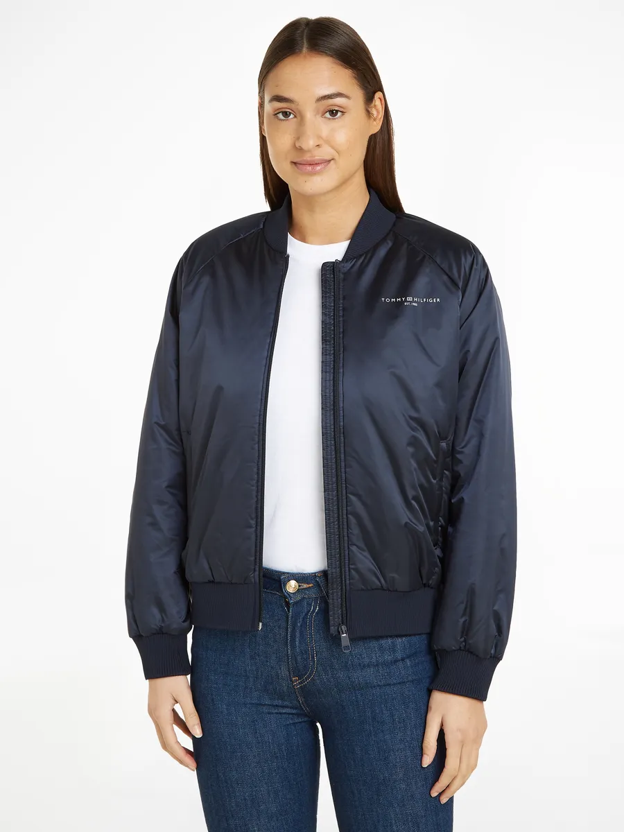 

Куртка-бомбер Tommy Hilfiger "ESS MINI CORP REGULAR BOMBER" с фирменным лейблом Tommy Hilfiger, синий