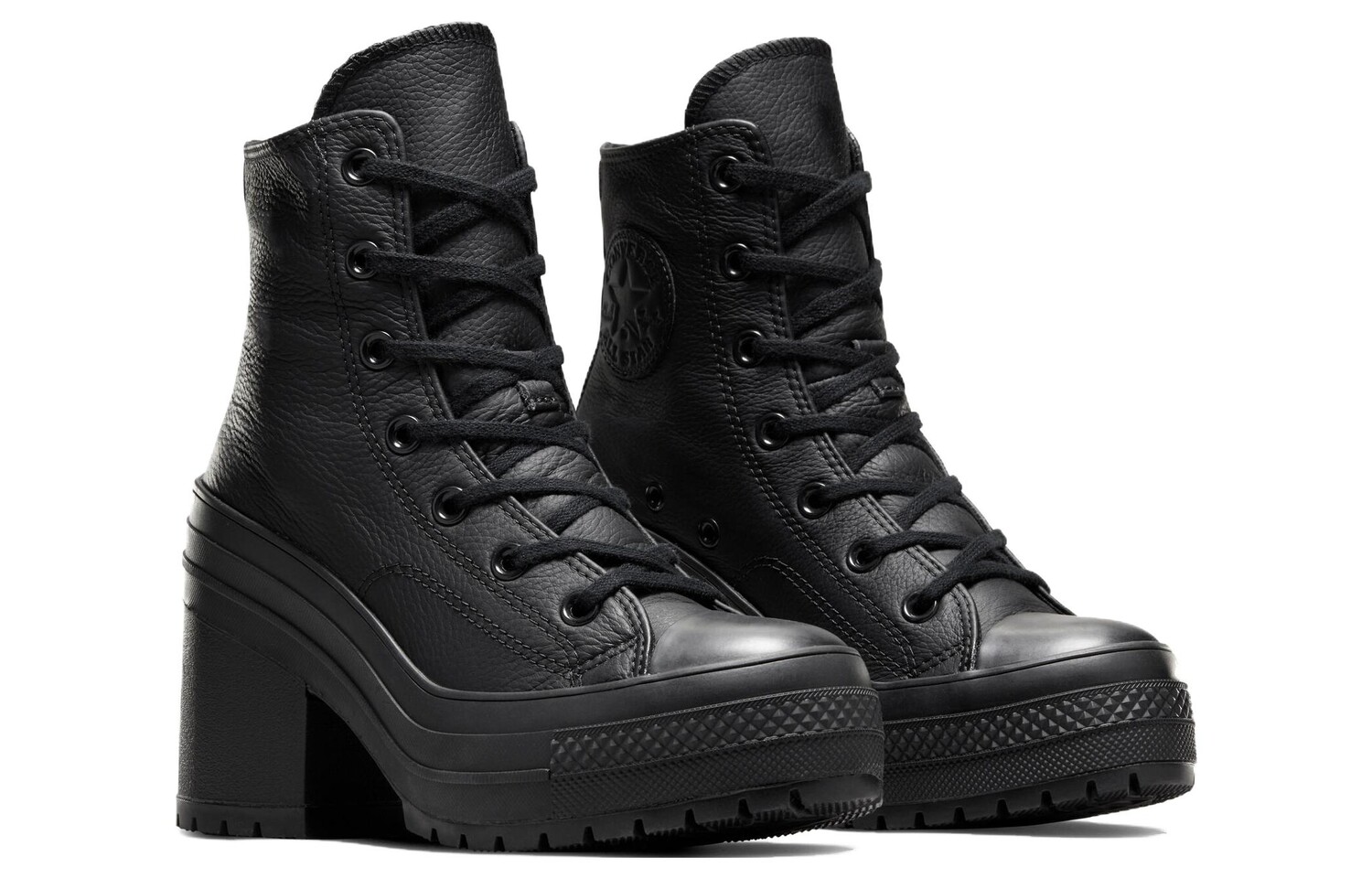Chuck 70 De Luxe женские туфли на высоком каблуке из кожи, цвет «черный» Converse — фото 3