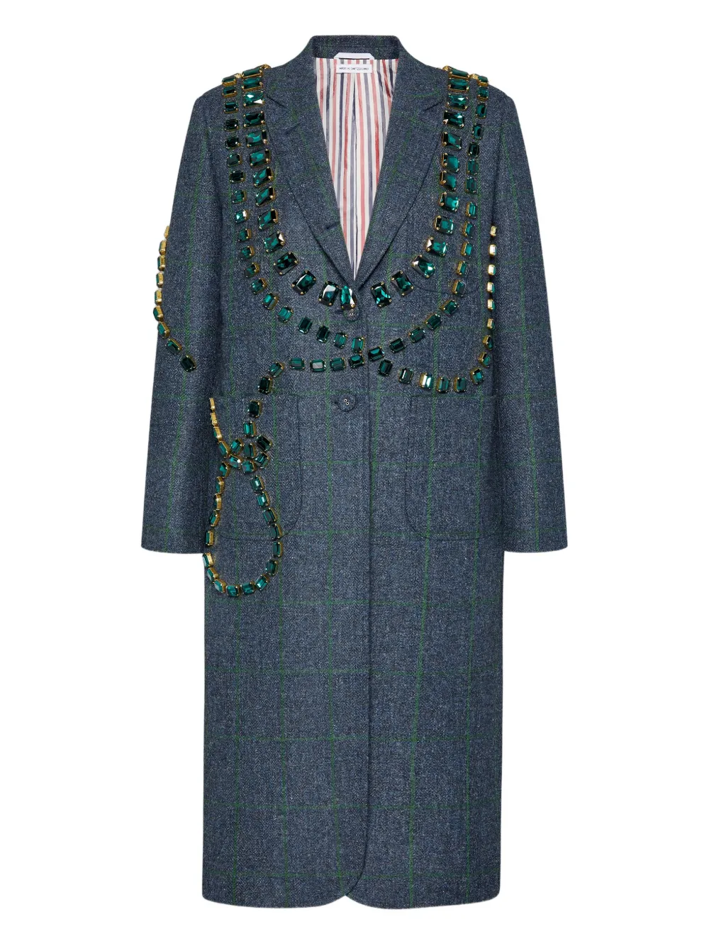 

Пальто с кристаллами Thom Browne, синий