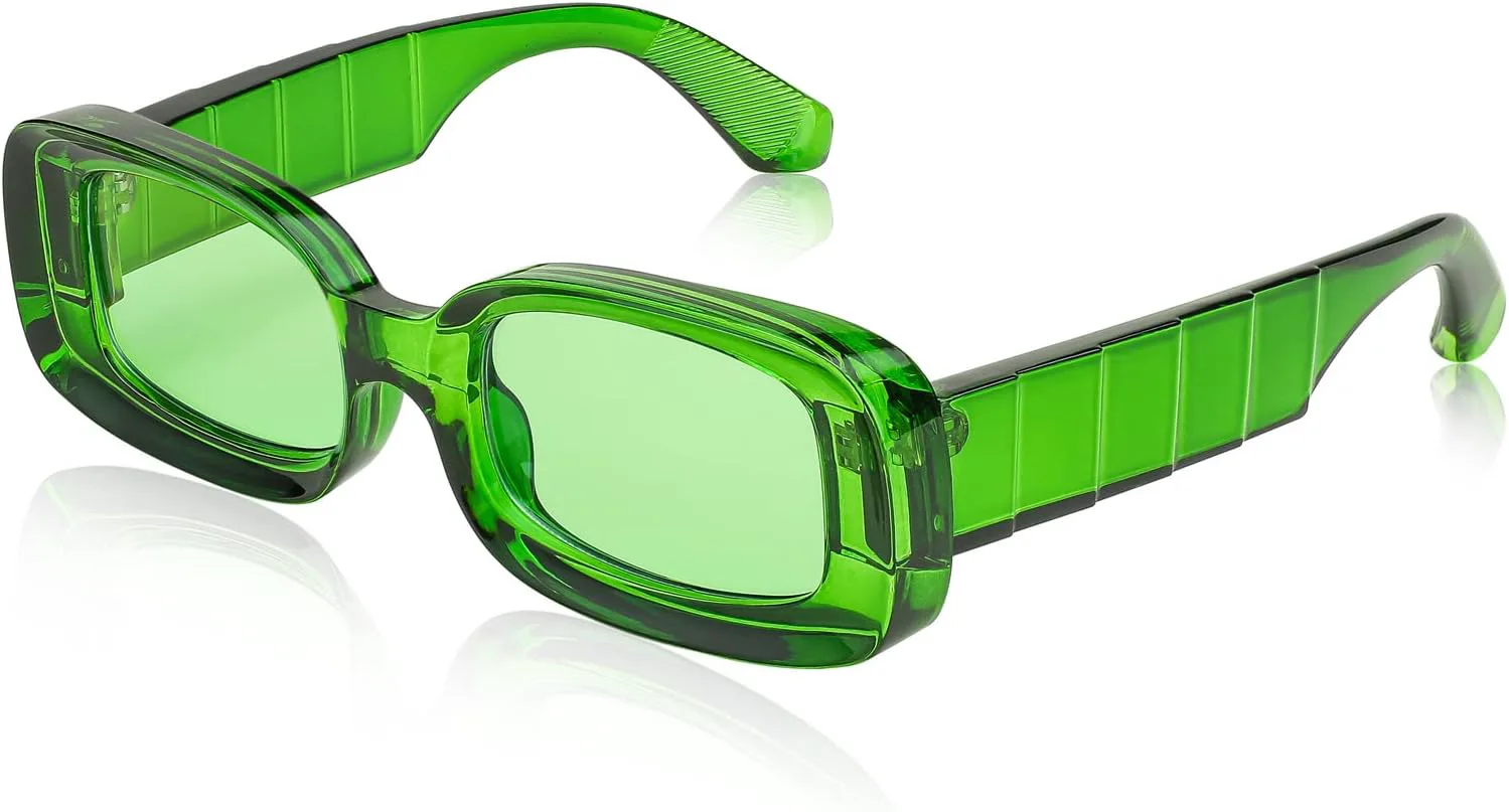 

Солнцезащитные очки FEISEDY прямоугольной формы для женщин и мужчин в стиле ретро 90-х, толстая оправа, массивная квадратная форма, защита UV400, B2307, Green