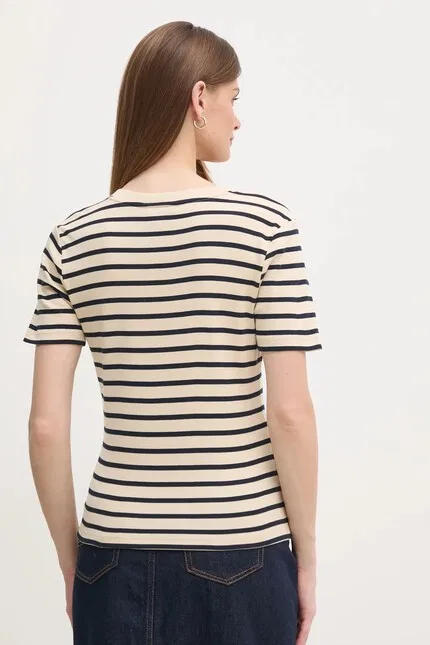 Футболка с коротким рукавом хлопковая Tommy Hilfiger, бежевый — фото 3