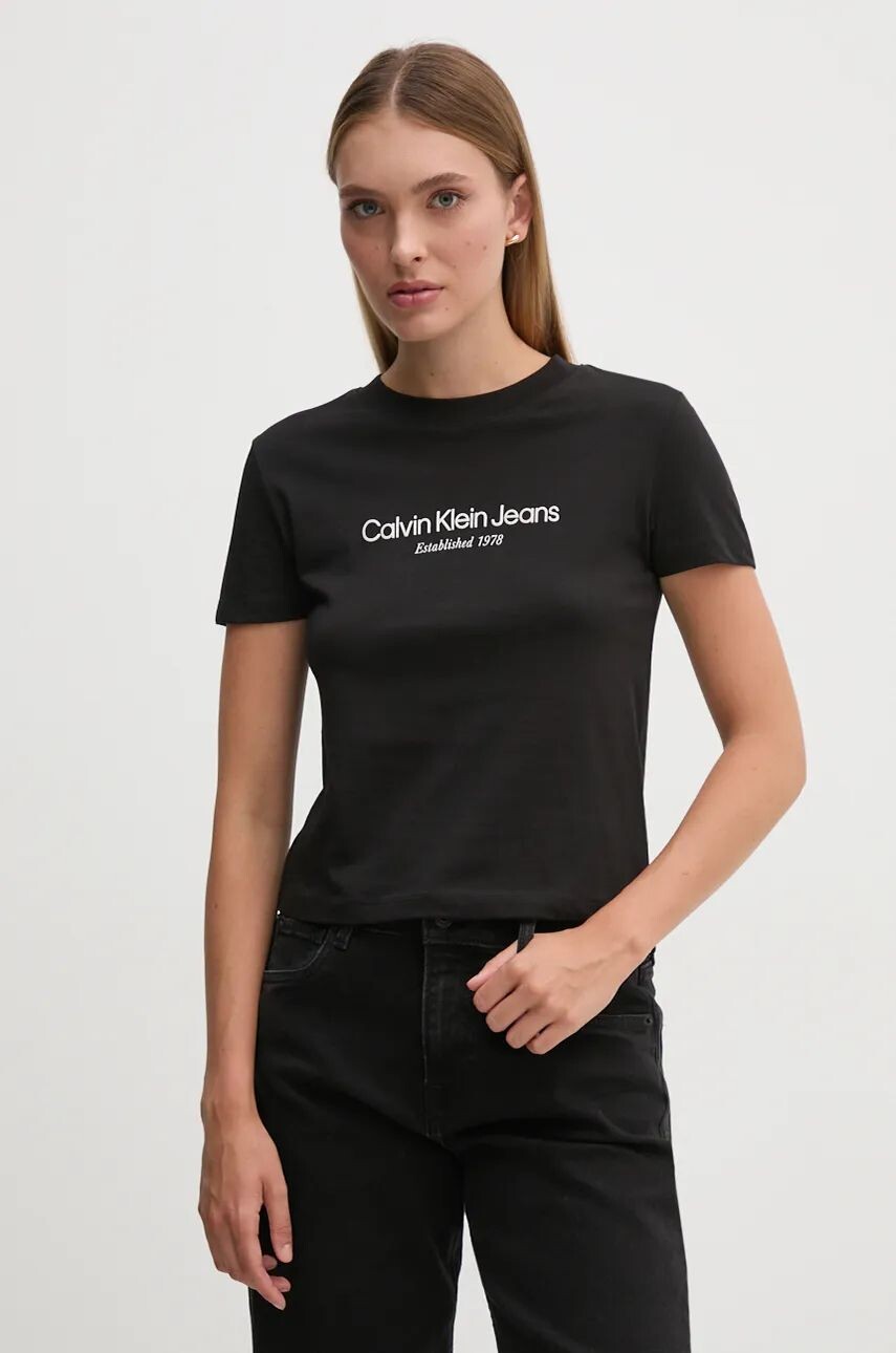 

Хлопковая футболка Calvin Klein Jeans, черный
