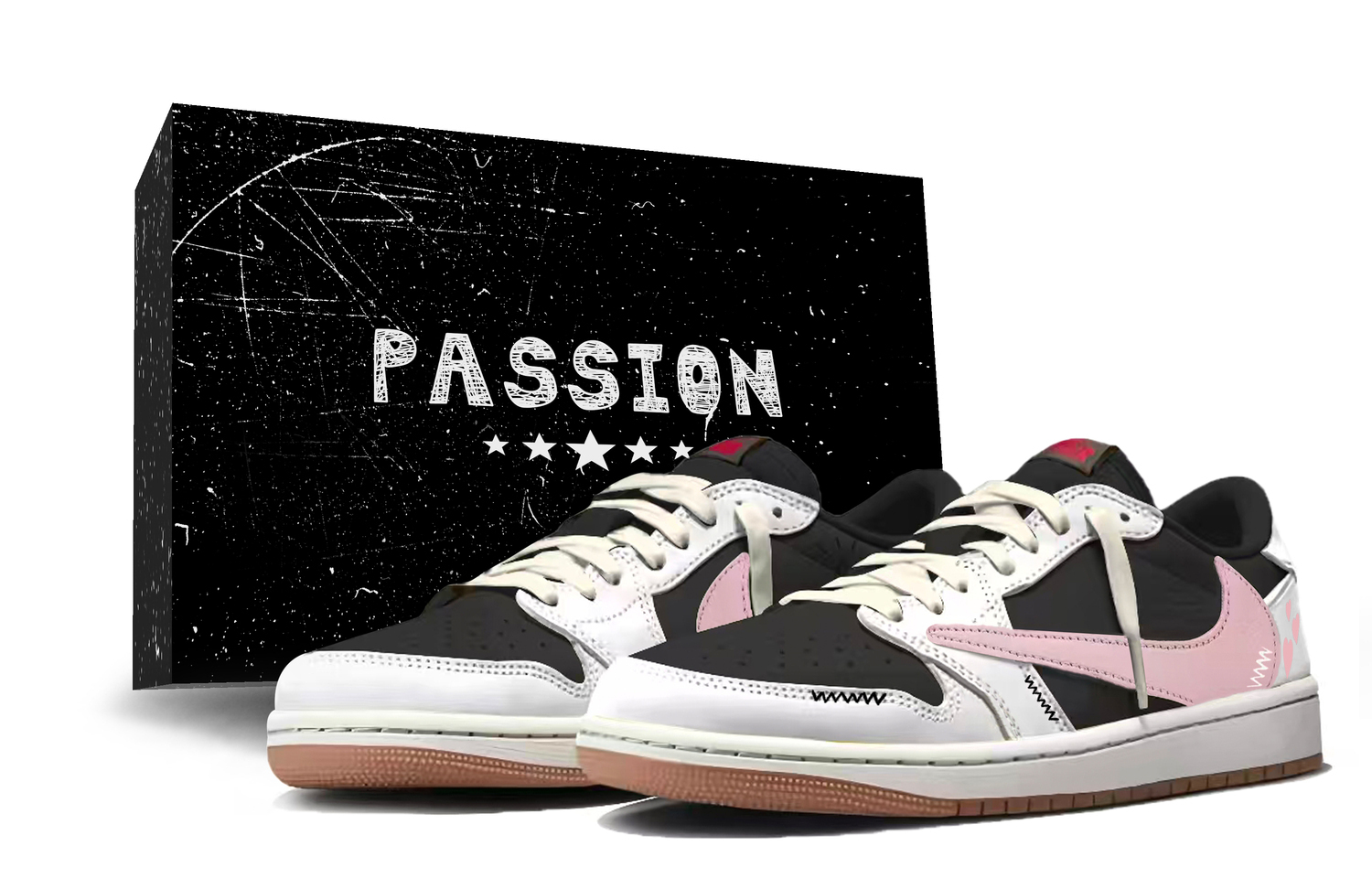 

Travis Scott x Air 1 Travis Scott X AJ1 Low Collaboration, Box Low топ винтажные баскетбольные кроссовки Unisex Jordan, розовый