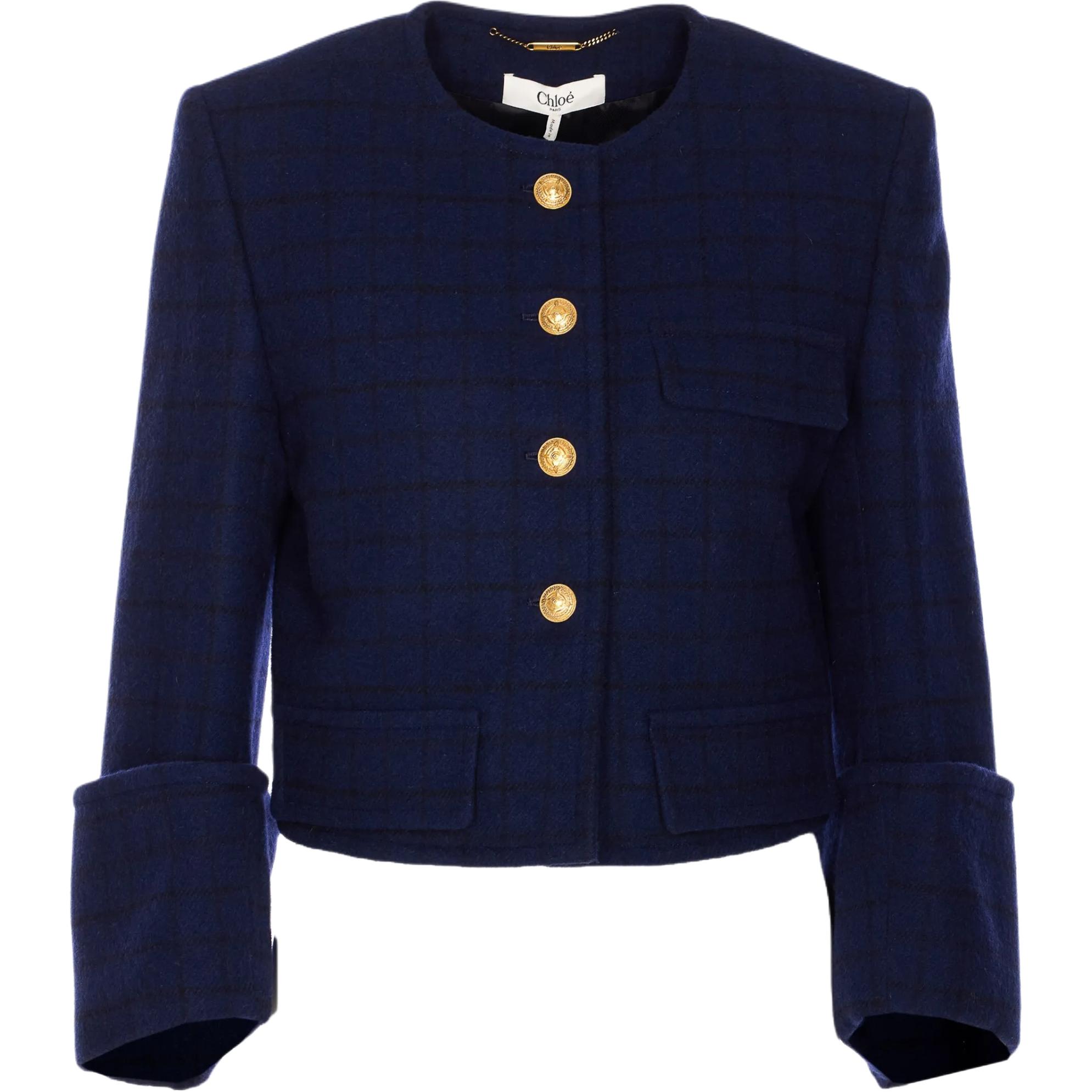 

Беспалый клетчатый пиджак Boxy Chloé, темно синий