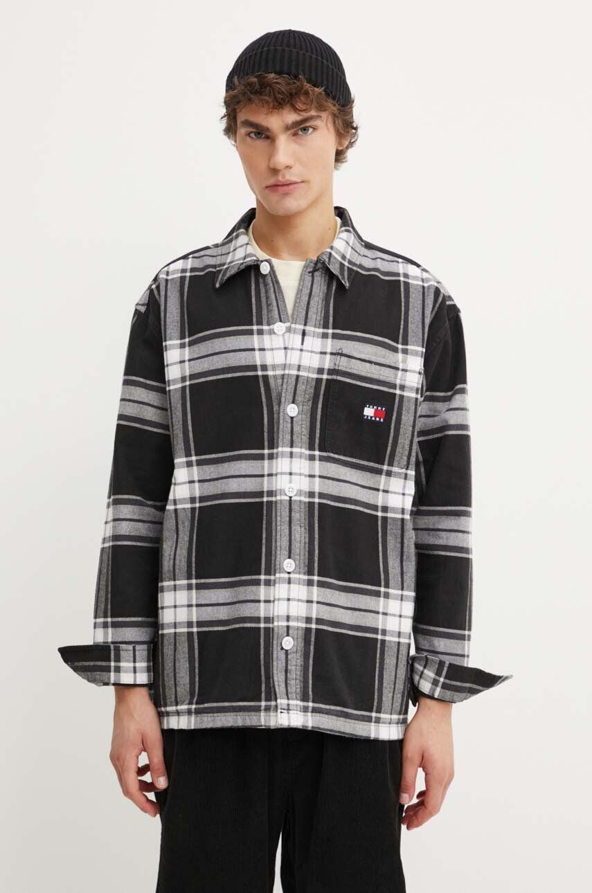 

Хлопковая рубашка Tommy Jeans, черный