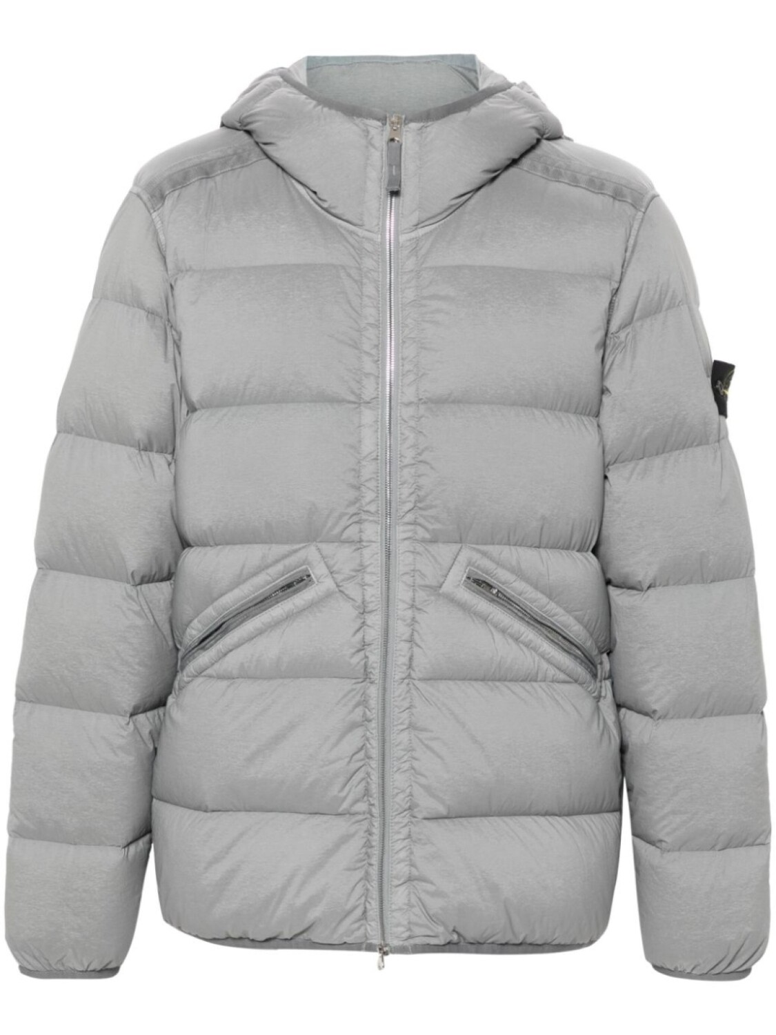 

Stone Island бесшовный пуховик с капюшоном, серый