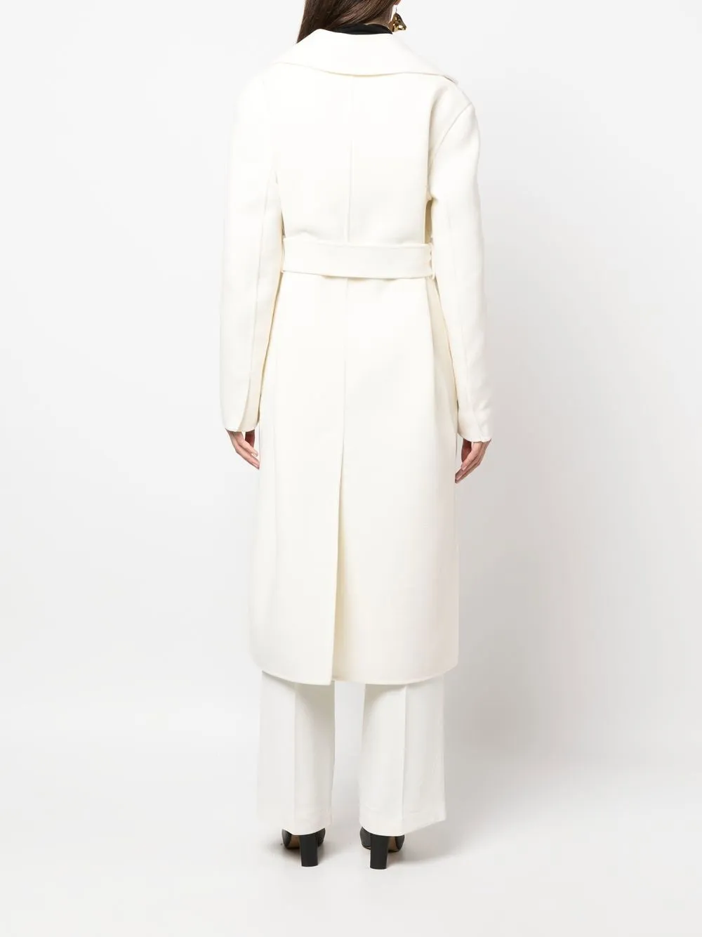 Однобортное пальто с поясом Jil Sander, белый — фото 4