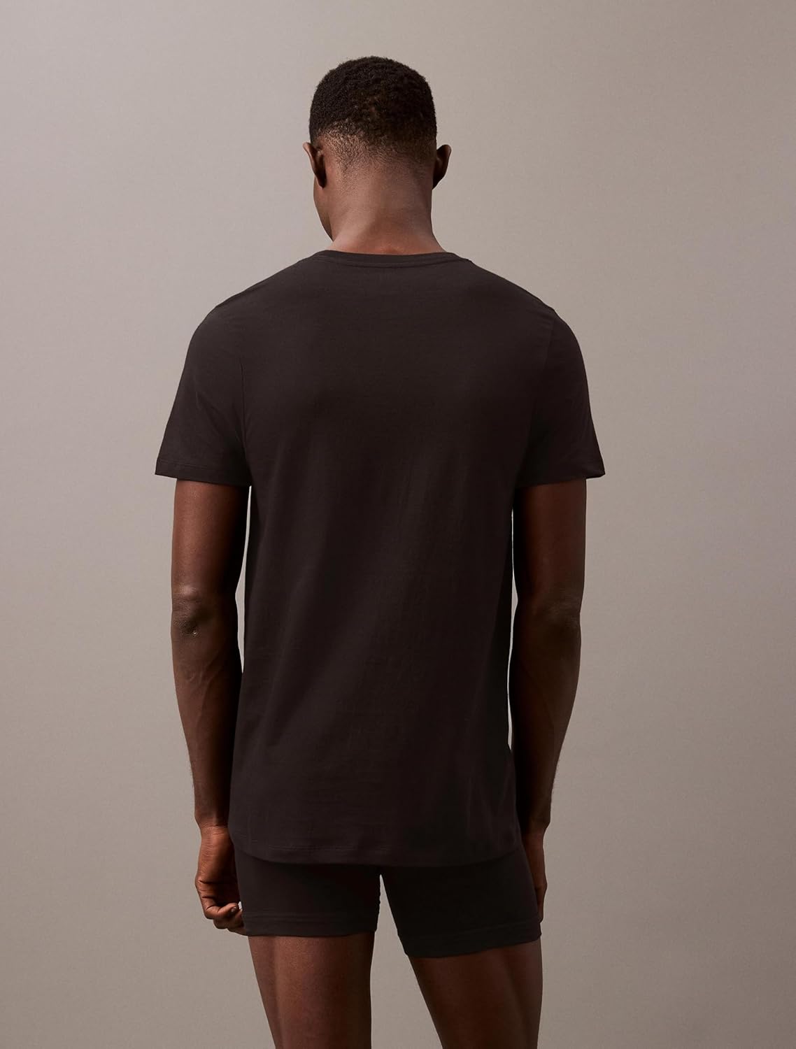 Комплект из 3 мужских классических хлопковых маек Calvin Klein, 3 Black Crewneck — фото 3