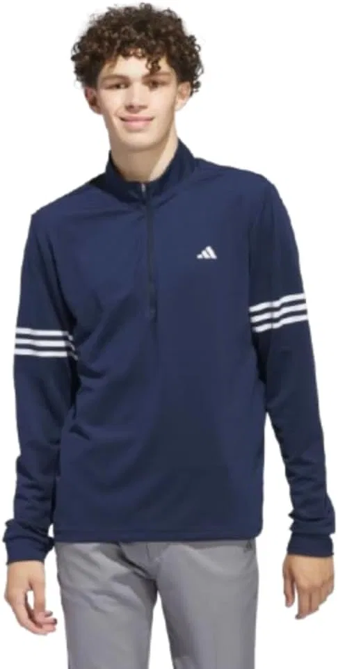 Adidas мужская футболка Adi 3-stripes с полузастежкой, темно-синий