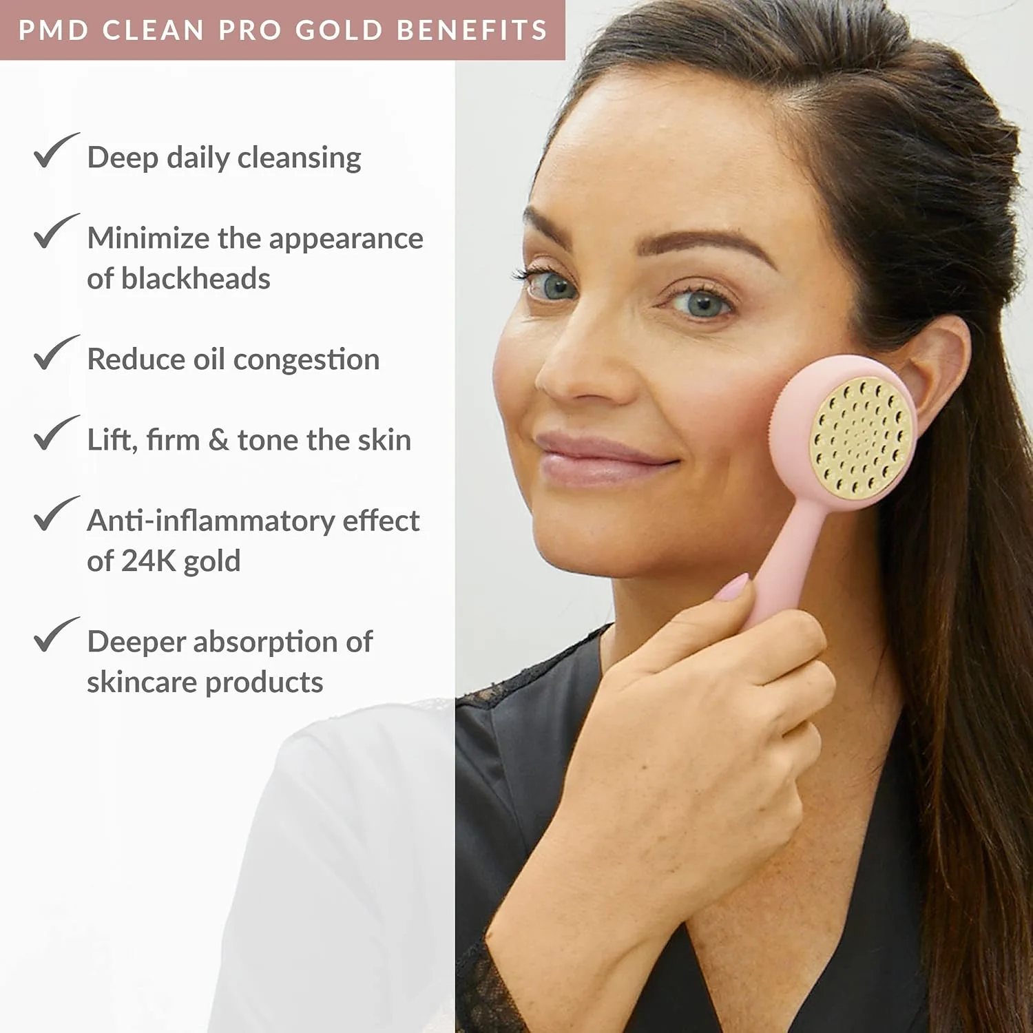 Clean Pro OB - Интеллектуальное устройство для очищения лица Pmd Beauty, Rose 24k Gold + Serum — фото 2