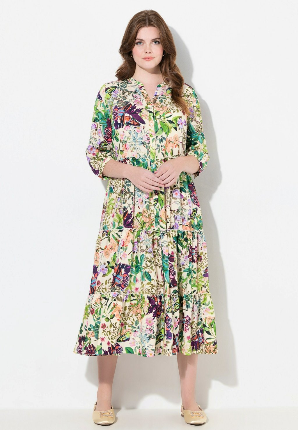 

Платье-рубашка MIXED FLORAL PRINT 3/4 SLEEVE Ulla Popken, белый