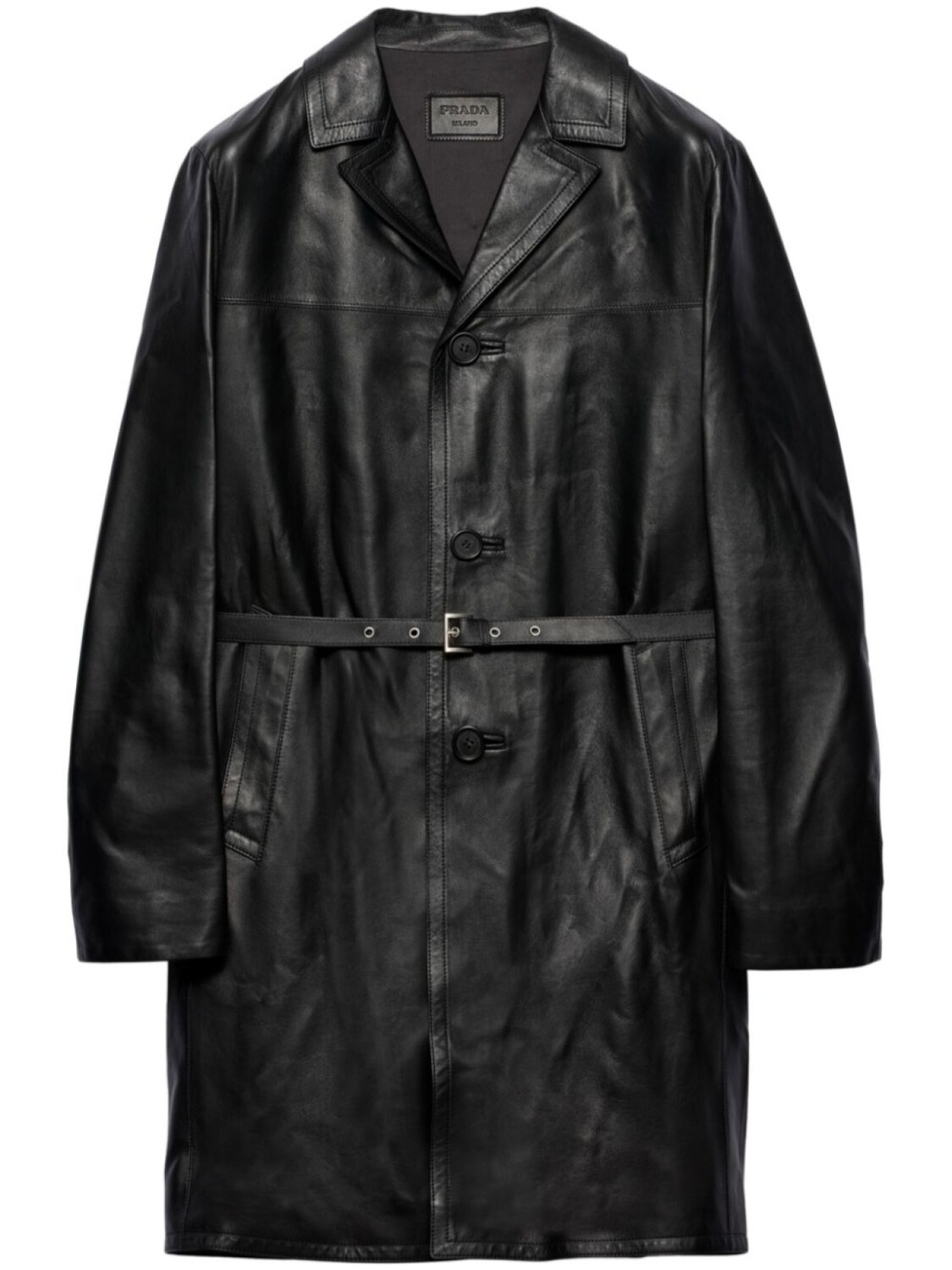 

Пальто из кожи наппа от Prada, черный