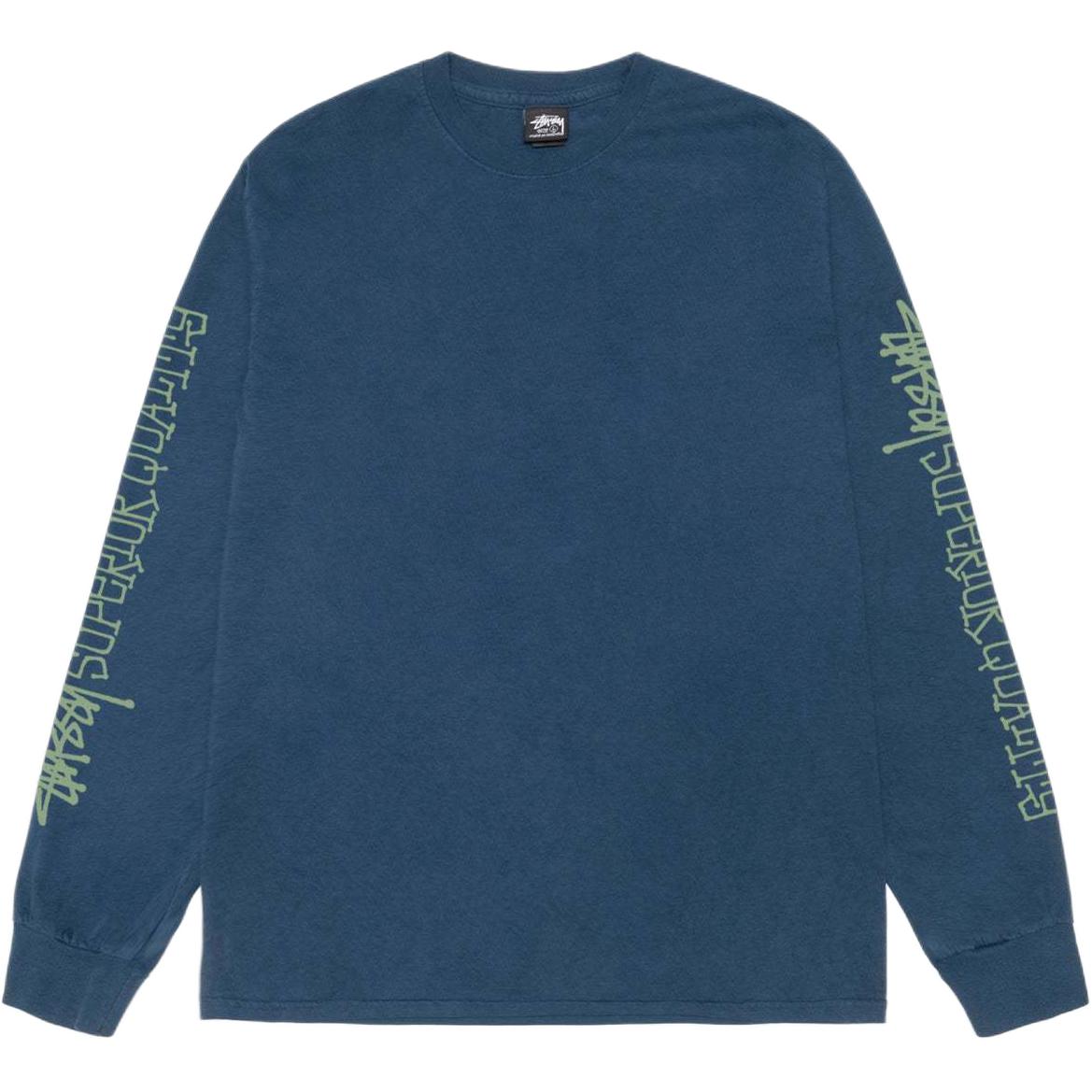 Футболка с длинным рукавом Stussy, окрашенная пигментом премиум-класса, синяя — фото 4