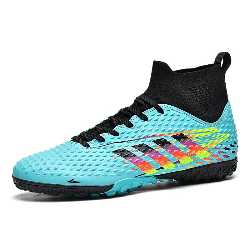 

Kuding Унисекс футбольные бутсы мидтоп черно-бело-аква с акцентом [для искусственного покрытия], цвет Aqua[Turf]