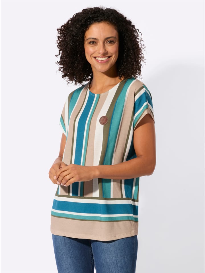 

Рубашка с круглым вырезом цвета хаки в полоску WITT WEIDEN