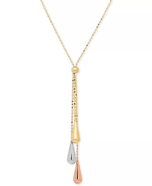 

Ожерелье-Лариат Tri-Gold из 14-каратного золота, белого золота и розового золота Italian Gold, tri-tone
