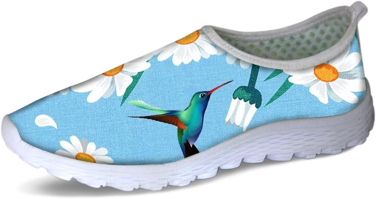 

Кроссовки Forchrinse с тропическим ананасовым цветочным принтом, дышащие сетчатые спортивные кроссовки без шнурков для мужчин и женщин, Hummingbird Daisy