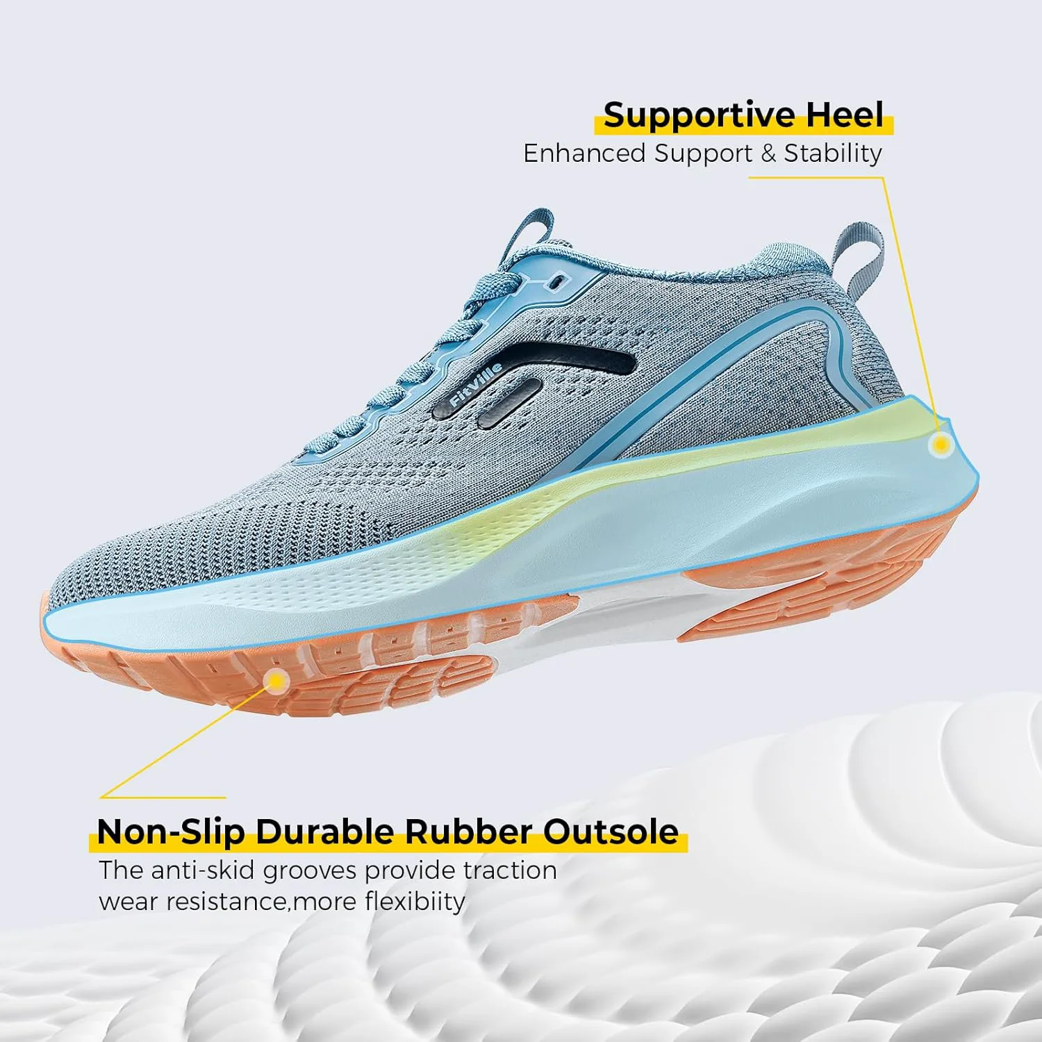 

Мужские кроссовки FitVille широкого типа для ходьбы с амортизацией, беговые кроссовки, теннисные кроссовки широкой полноты с поддержкой свода стопы для облегчения болей при плантарном фасциите, синий