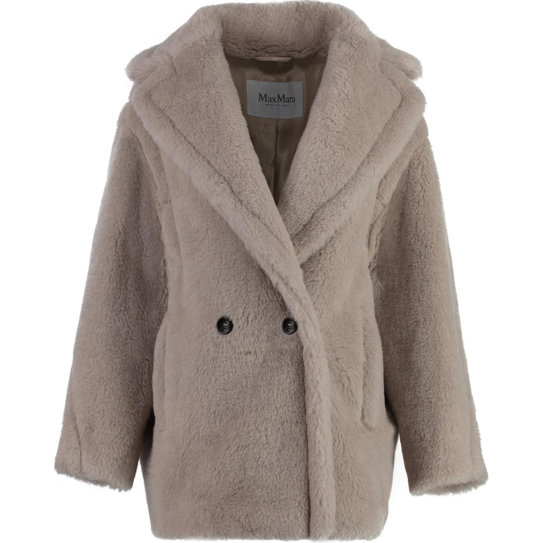 

Макс Мара Ольга Двубортное Тедди Пальто MaxMara, Песочный