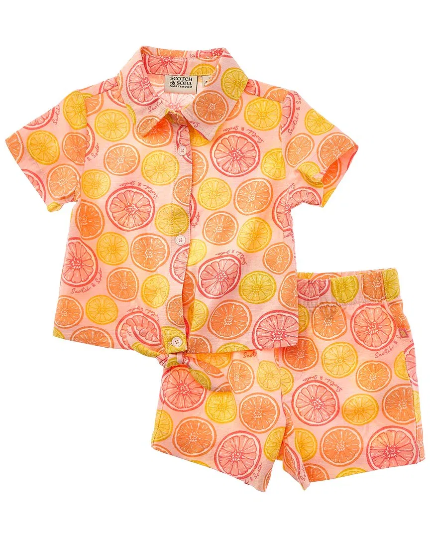 Комплект Scotch & Soda из рубашки и шорт (2 предмета), розовый — фото 2