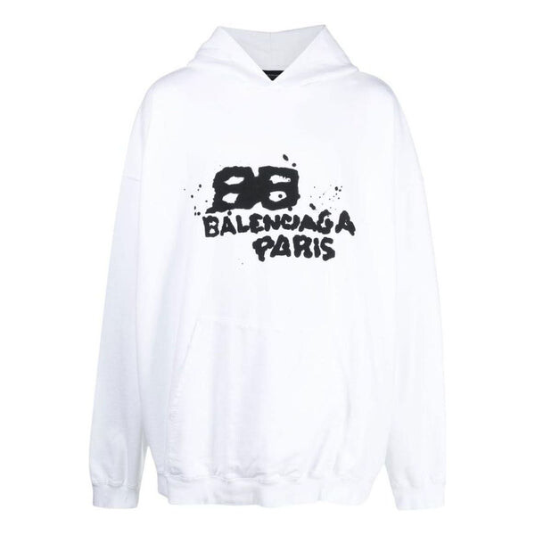 

Толстовка hand-drawn bb icon hoodie large fit 'white' Balenciaga, белый