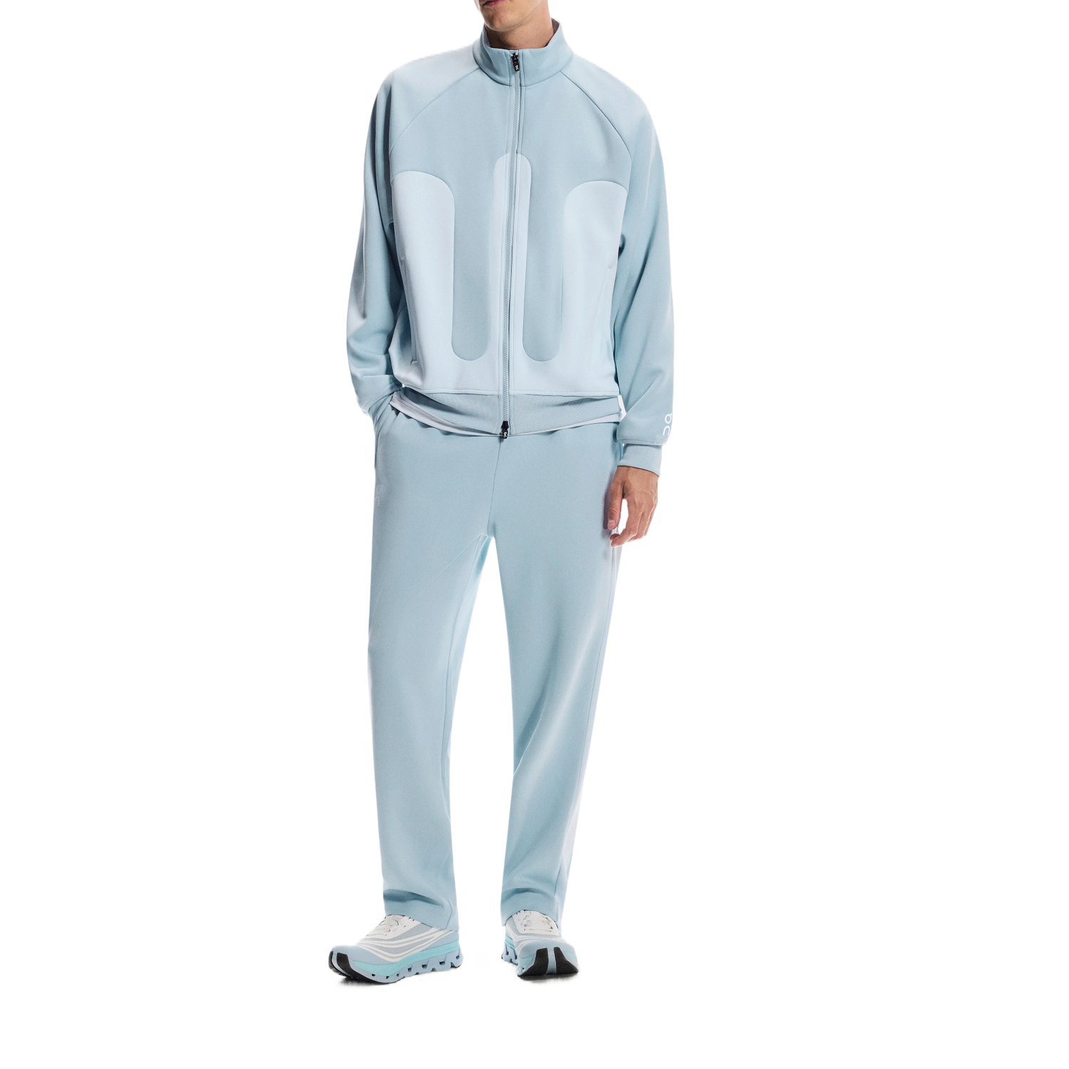 

On Вязаные спортивные штаны унисекс, синие, средней длины, прямого кроя