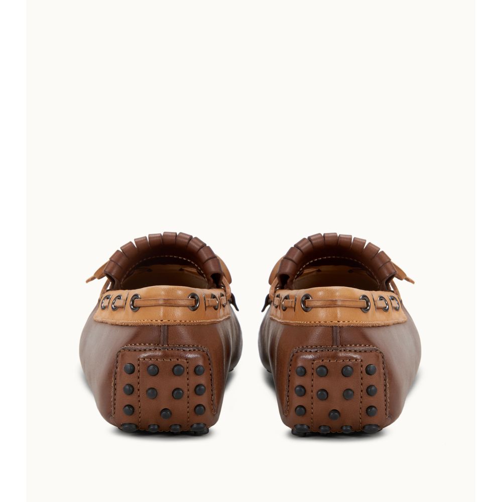Гоммино водительские туфли из кожи и хлопка TOD's, коричневый/бежевый — фото 3