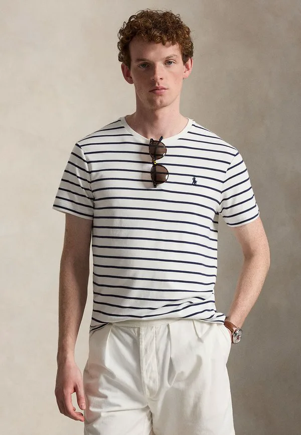 Футболка из мягкого хлопка приталенного кроя с принтом. Polo Ralph Lauren, White/Refined Navy