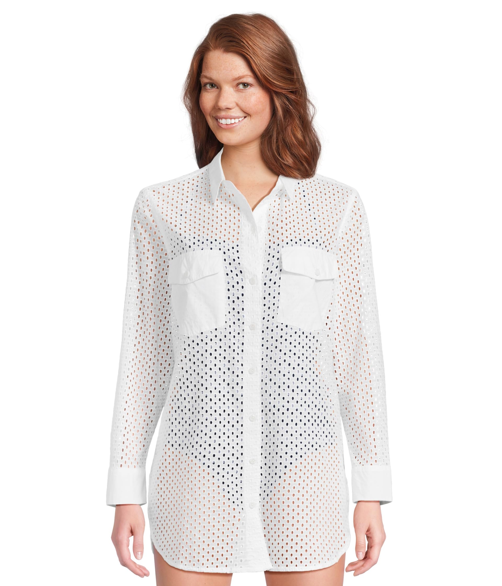 

Рубашка Tommy Bahama Eyelet Cove Boyfriend Shirt, белый