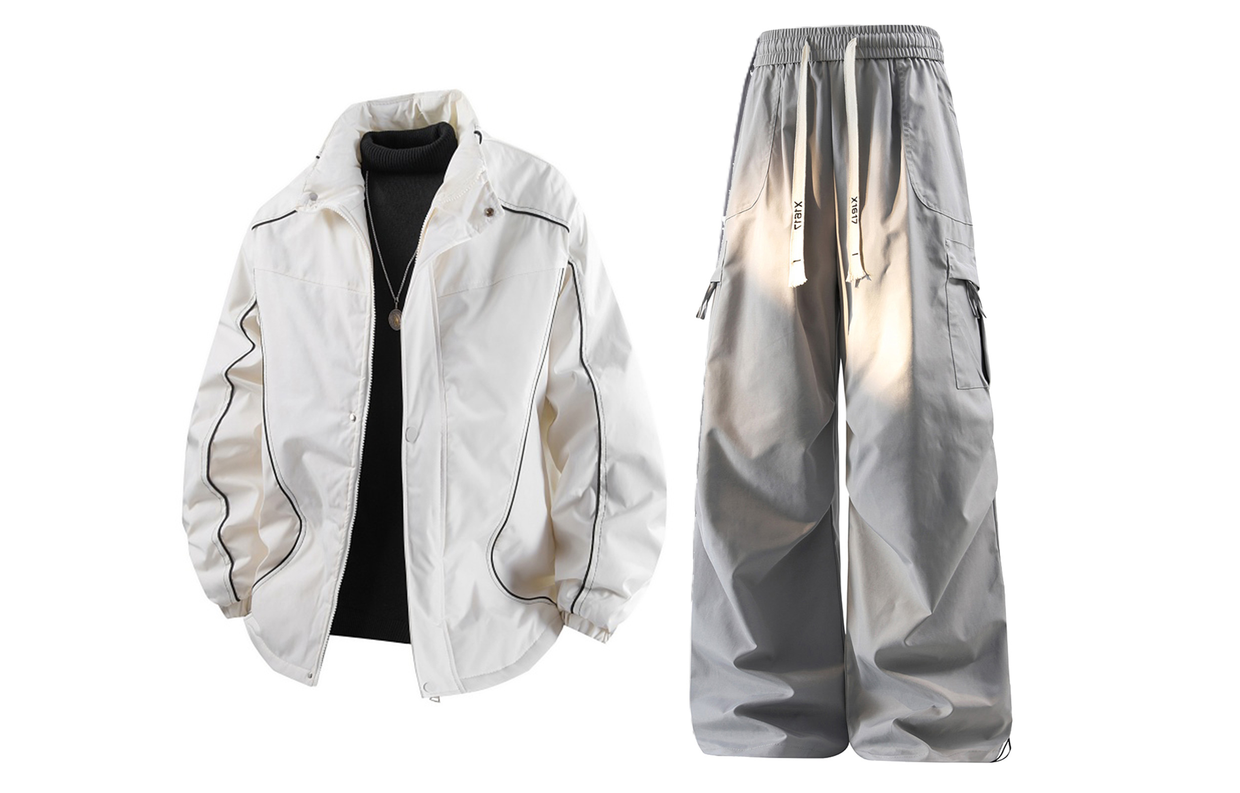 

Повседневная спортивная одежда Unisex с лацканом Moderate X1617, оранжевый top[padded]+серый pants