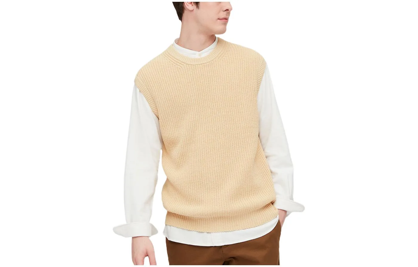 UNIQLO Футболка-майка унисекс цвета экрю с круглым вырезом