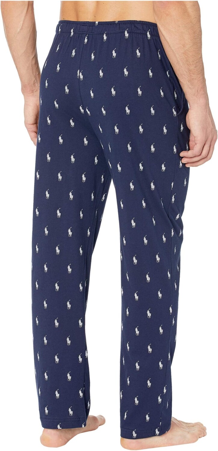 Пижамные брюки из трикотажного джерси с закрытым поясом Polo Ralph Lauren, цвет Cruise Navy/Nevis All Over Pony Player — фото 3