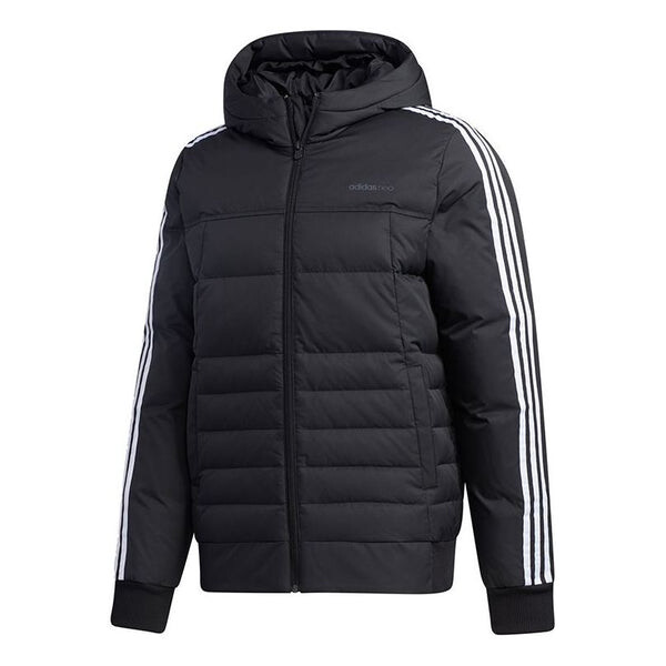 

Пуховик adidas neo Sprt Dwn Puff Hooded Down Jacket Men Black, черный