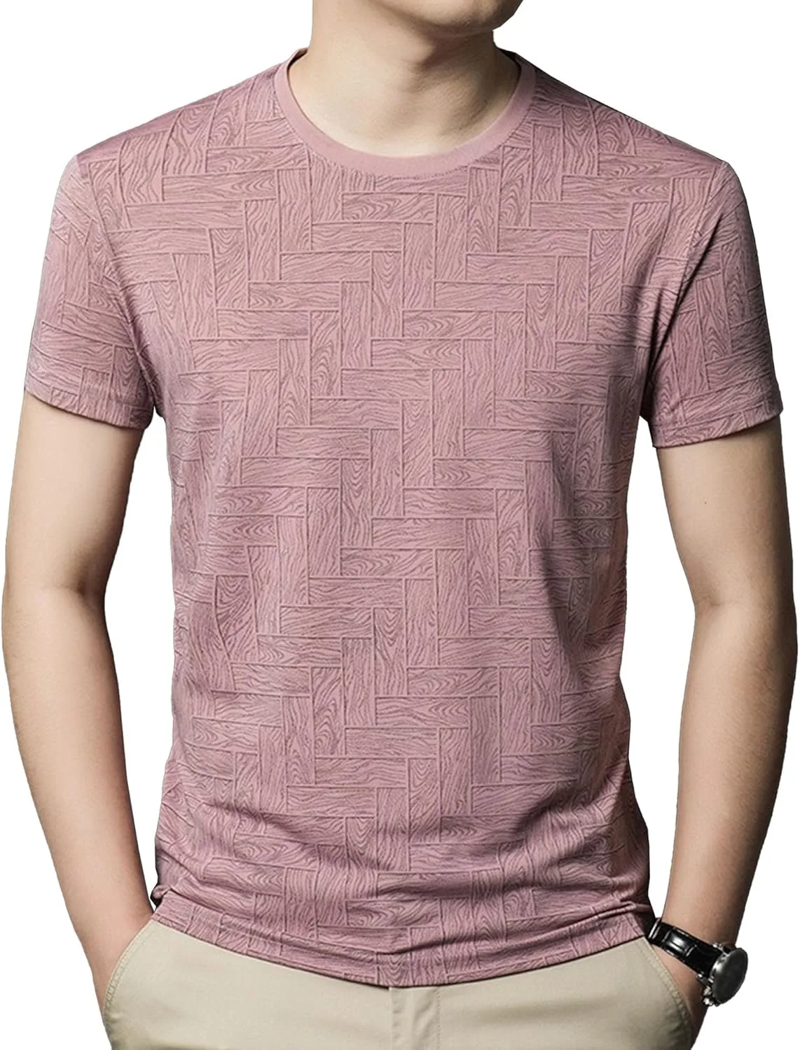 

Мужская футболка с коротким рукавом и круглым вырезом Aosufei