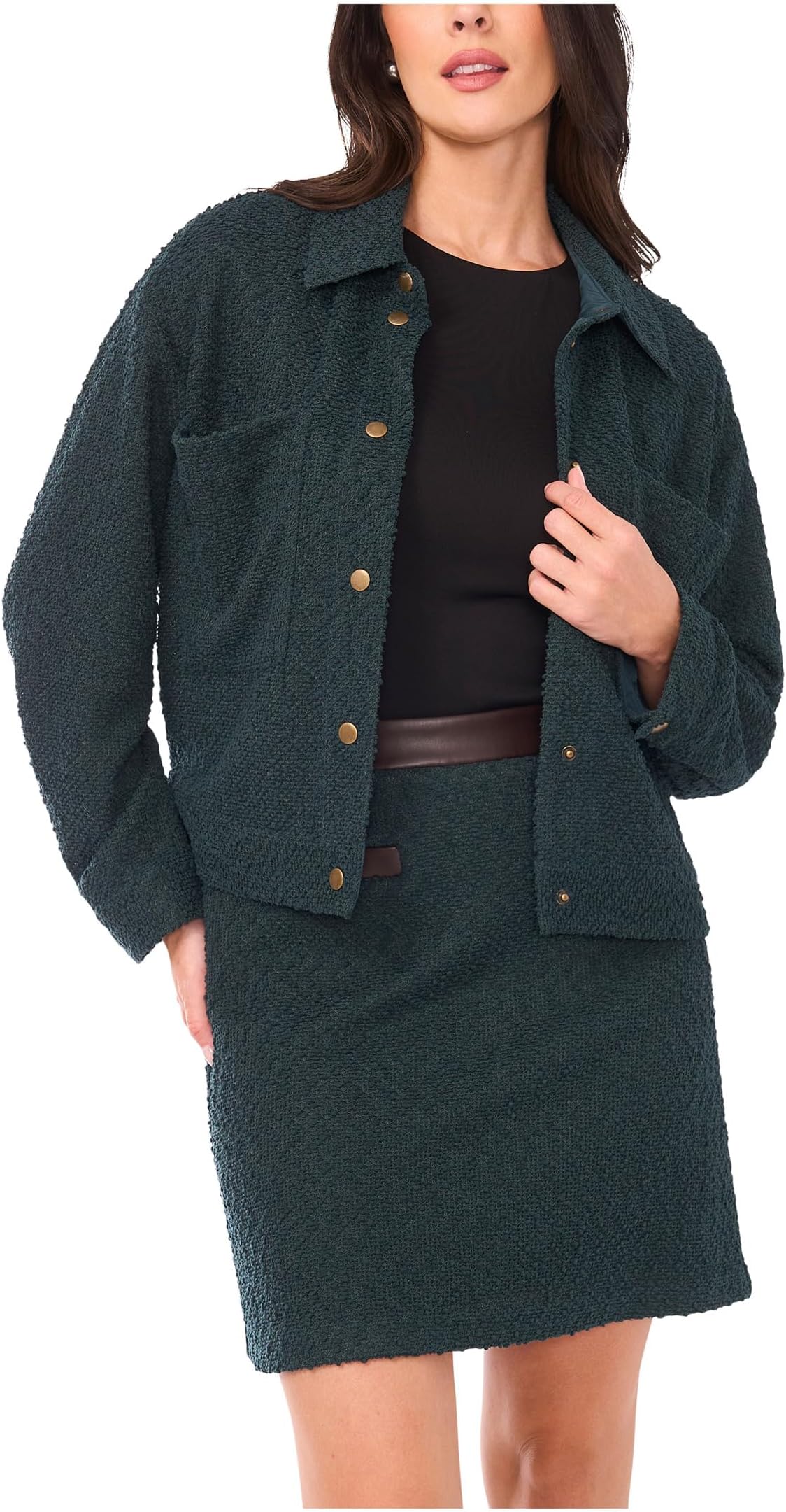 

Женская укороченная куртка с широкими рукавами и круглым вырезом Vince Camuto, Forest Night