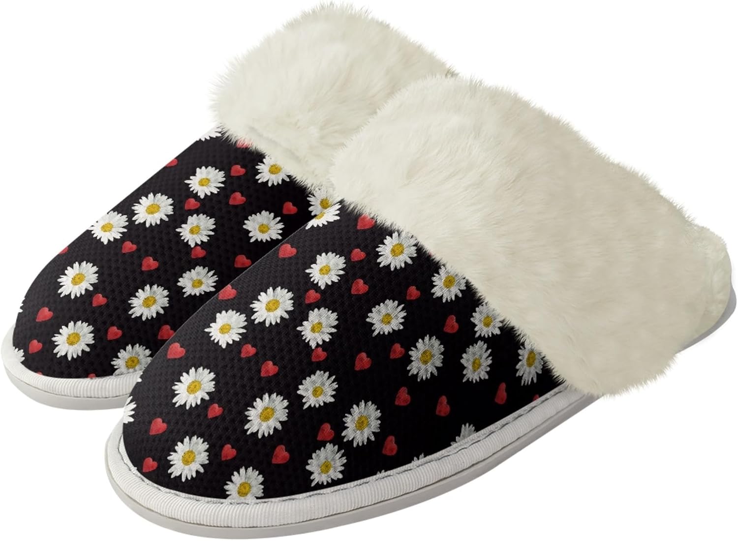 

Тапочки Micoklinlin для женщин и мужчин, с плюшевой подкладкой, домашние фланелевые тапочки, зимние мягкие и теплые тапочки для дома, Daisy Heart