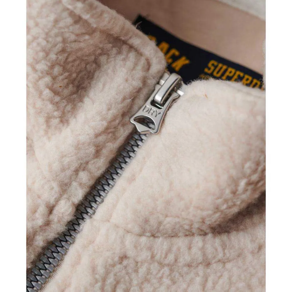Толстовка Superdry Country Club Borg half zip, бежевый — фото 2